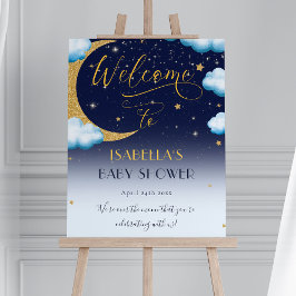 Välkomna över Måne Boy Baby Shower Poster