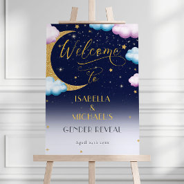 Välkomna över Måne Gender Reveal Party Poster