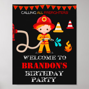 Välkomna party-tecken poster av brandman