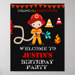 Välkomna party-tecken poster av brandman