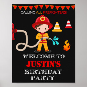 Välkomna party-tecken poster av brandman