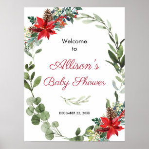 Välkomna poster av rödpoinsettia greenery babydusc