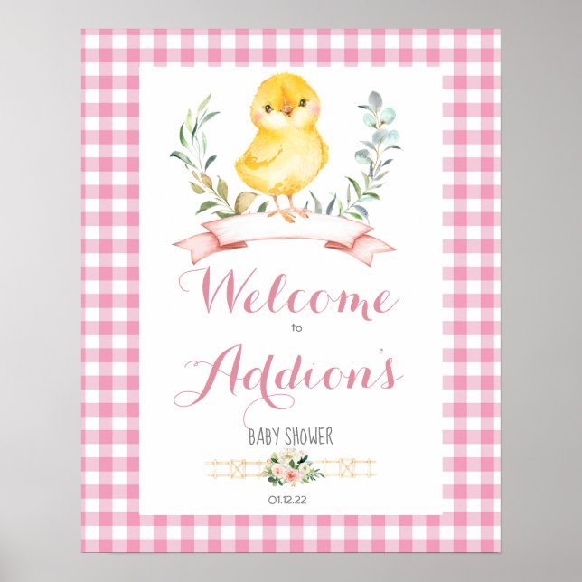 Välkomna poster för chick-kycklingdusch (Framsidan)