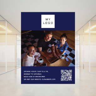 Välkomna QR-kod för nybörjarbild för blå logotyp Poster