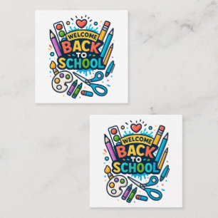 Välkomna Roligt Art Design i Back to school Fyrkantigt Visitkort