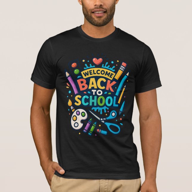 Välkomna Roligt Art Design i Back to school T Shirt (Framsida)