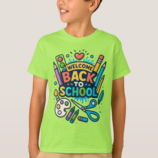 Välkomna Roligt Art Design i Back to school T Shirt (Framsida)