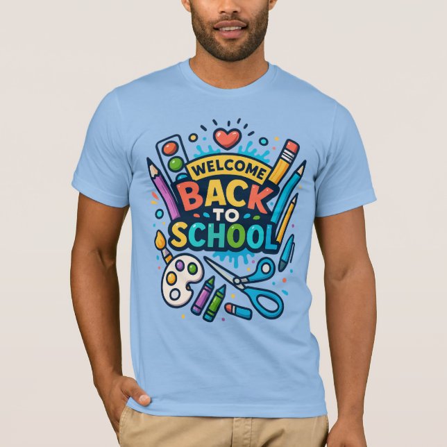 Välkomna Roligt Art Design i Back to school T Shirt (Framsida)