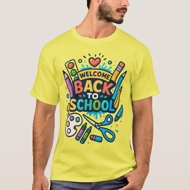 Välkomna Roligt Art Design i Back to school T Shirt (Framsida)