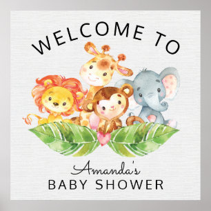 Välkomna Safari Jungle Baby Shower-skylt Poster