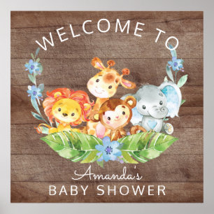 Välkomna Safari Jungle Baby Shower-skylt Poster
