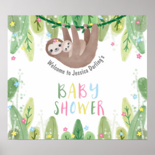 Välkomna sluttningar med mamma och baby i dagsknap poster