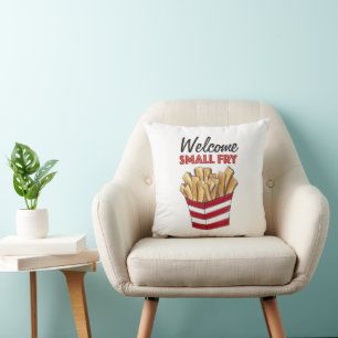 Välkomna småskalig Fransk Fries Foodie Baby Shower Kudde