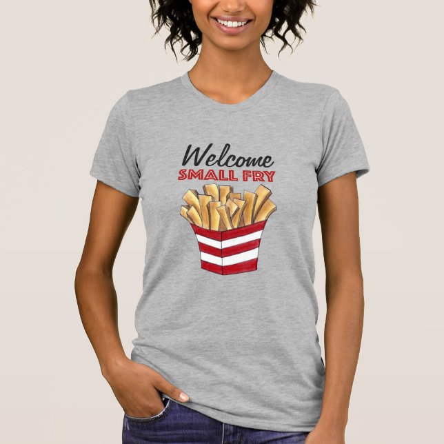 Välkomna småskalig Fransk Fries Foodie Baby Shower T Shirt (Framsida)