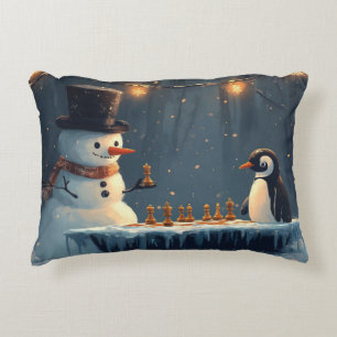 Välkomna Snögubbe och Penguin-spelschess Prydnadskudde