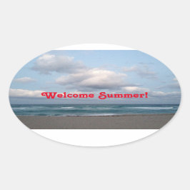 Välkomna sommaren! Ocean Shore Ovalt Klistermärke
