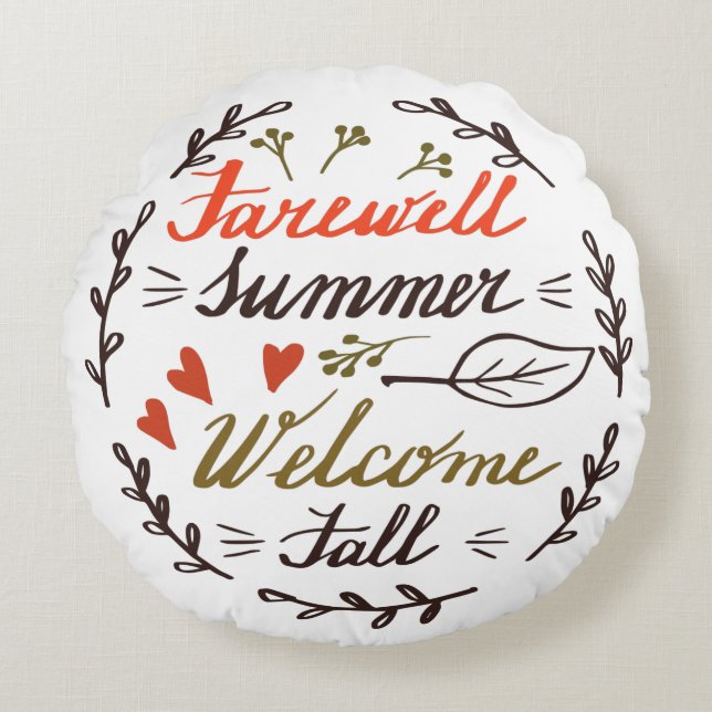 Välkomna sommarfall rund kudde (Framsidan)