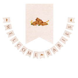 Välkomna spädbarn könsneutrala twillingar buntband vimplar