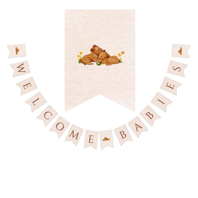 Välkomna spädbarn könsneutrala twillingar buntband vimplar (Skapare uppladdad)