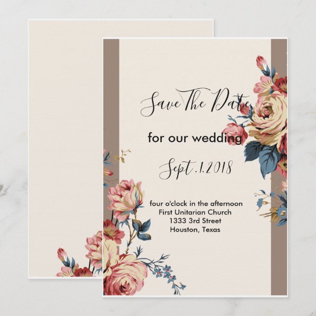 Välkomna spara datumet inbjudningar (Fram/baksida)