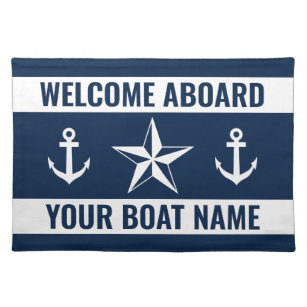 Välkomna symbol för marin blå och vit sjöfart bordstablett
