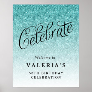 Välkomna till Anpassningsbarna Aqua Blue Glitter C Poster