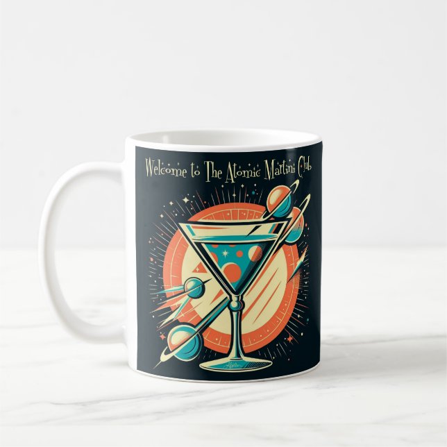 Välkomna till atomMartini Klubbs rymdålder Kaffemugg (Vänster)