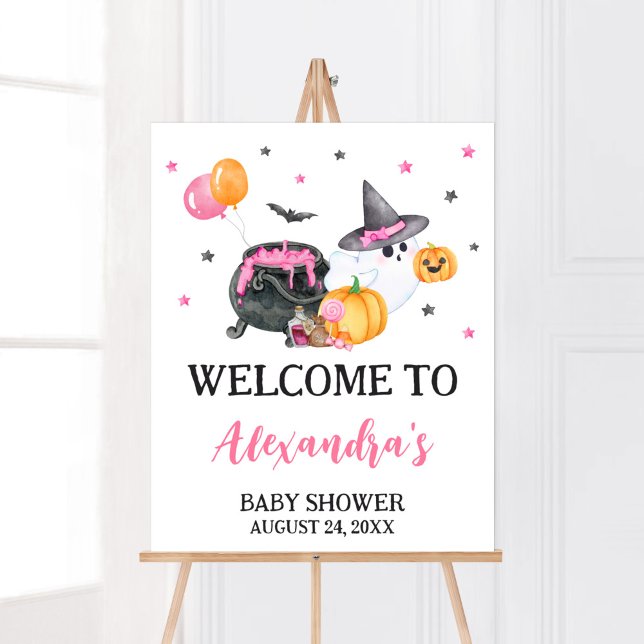 Välkomna till Baby Boo Ghost Baby Shower Poster (Ghost Halloween Baby Shower Welcome Sign)