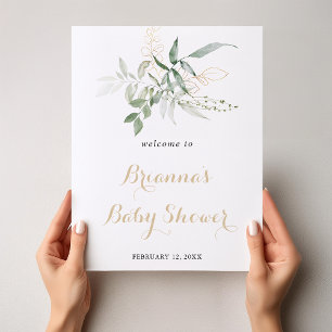 Välkomna till babybabydisken guld Grönt Poster