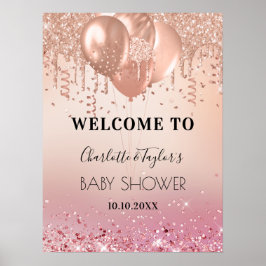 Välkomna till babyskor ro guld glitter poster