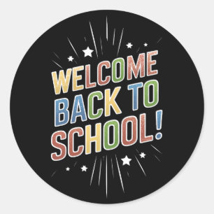 Välkomna till Back to school Lärare Första skoldag Runt Klistermärke