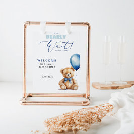 Välkomna till Bear Blue Balloon Boy Shower Poster