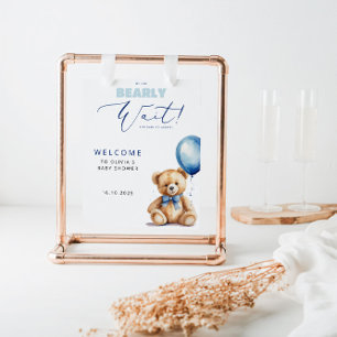 Välkomna till Bear Blue Balloon Boy Shower Poster