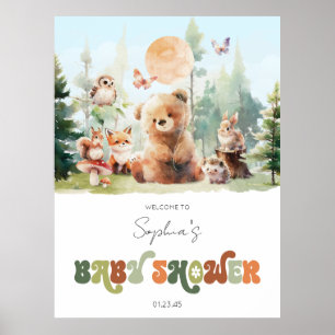 Välkomna till Beary Cute Woodland Baby Shower Poster