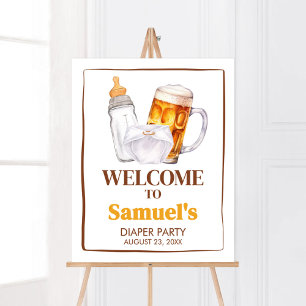 Välkomna till Beer Diaper Party Baby Shower Poster