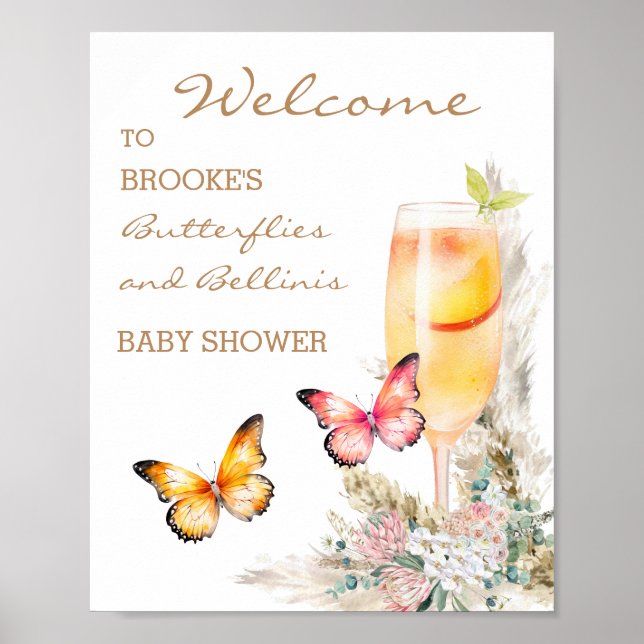 Välkomna till Bellini Butterfly Baby Shower Poster (Framsidan)