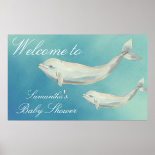 Välkomna till Beluga Whale Mamma och Calf Baby Sho Poster