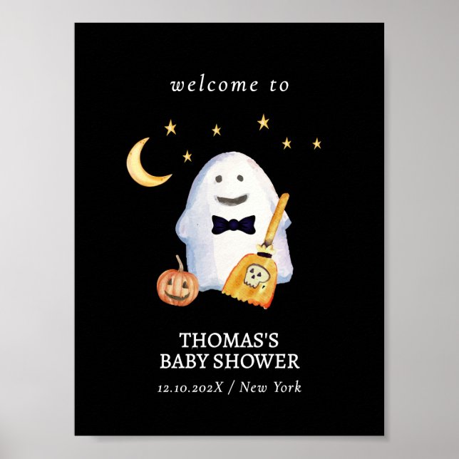 Välkomna till Black Little Boo Witch Ghost Baby Sh Poster (Framsidan)