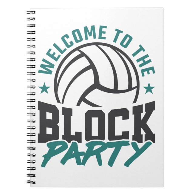 Välkomna till blocket Blocket Party Volleyball Mit Anteckningsbok (Framsidan)