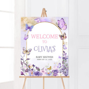 Välkomna till Blommigt Butterfly Baby Shower Poster