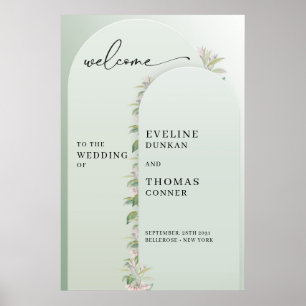 Välkomna till  blommigt med minimalistisk grön 2 b poster