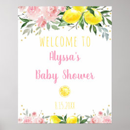 Välkomna till Blommigten Baby Shower för Rosa Poster