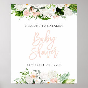 Välkomna till blommigtens barndusch för tropisk va poster