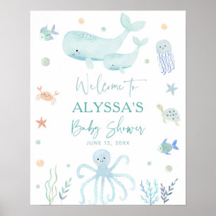 Välkomna till Blue Boy under Sea Baby Shower Poster