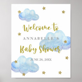 Välkomna till Blue Clouds Baby Shower med dubbla s Poster