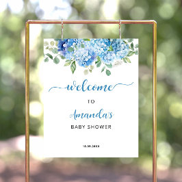 Välkomna till Blue Hydrangea Baby Shower Poster