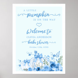 Välkomna till Blue Pumpkin Bow Boy Baby Shower Poster