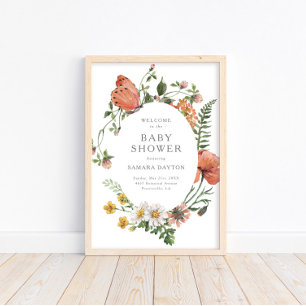 Välkomna till Bohemian Wildblomma Butterfly Baby S Poster