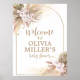 Välkomna till Boho Pampas Grass Desert Baby Shower Poster
