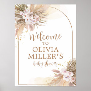 Välkomna till Boho Pampas Grass Desert Baby Shower Poster